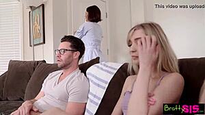 skinny blonde stepsisters share hot taboo family sex