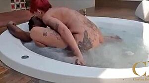 Hydro pool fuck with curvy Brazilian Melissa Devassa riding big black cock 💦🏊‍♀️