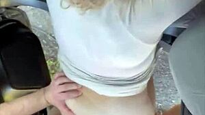 Blonde Hooker Delivers Deep BBBJ Then Bent Over for Bareback Ass Cumshot