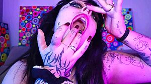 Chubby Spanish Goth Deedee Love Fingers Pierced Nipples and Spits Cum Fetish