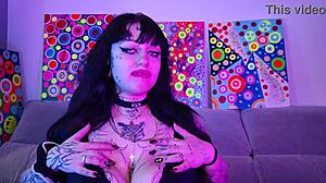 Chubby Spanish Goth Deedee Love Fingers Pierced Nipples and Spits Cum Fetish