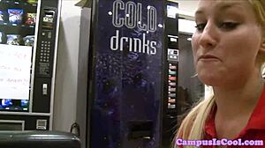 Real sorority slut bent over dorm for cum mouthful