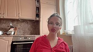 Fetish girl poses with huge kinky glasses long nails