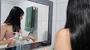 laura sneaks in bathroom fucks best friend's boyfriend hands free cowgirl 😈🚿