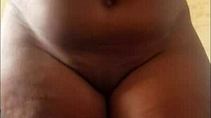 Sexy ebony milf rides fat cock cowgirl in steamy bath moaning loud