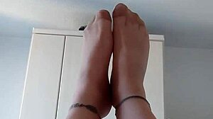 chubby german feet in pantyhose tease for fetish lovers closeup
