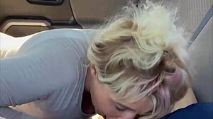 Blonde Hooker Delivers Deep BBBJ Then Bent Over for Bareback Ass Cumshot