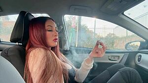 long-haired italian milf's smoking fetish session