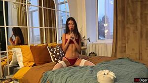 Stepdaughter unwraps hard cock anal creampie as christmas gift.