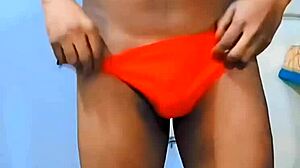 my small cock ebony shemale teases at home