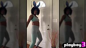 Petite ebony Misty Stone strips perfect ass for hot fingering