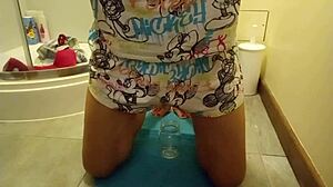 Wetting Panties Dildo Masturbation Toilet Close-Up Solo