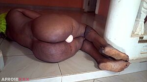 Horny African Mommy Rams Dildo Deep In Fat Pussy!