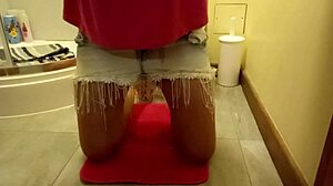 Wetting Panties Dildo Masturbation Toilet Close-Up Solo