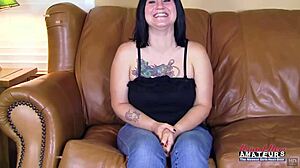 Inked Brunette Vanessa's Pussy And Tight Ass Pounded Bent Over Pov