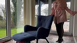 Boss fucks curvy secretary in wet cum pantyhose office