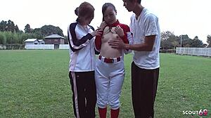 older japanese mature couple seduces my skinny teen ass outdoors for uncensored ffm 3some...