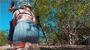 Wife's Amazing Public Blowjob Ends in Tit Cum!