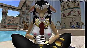 Lady Bastet Commands Servant Girl in Egyptian Fantasy