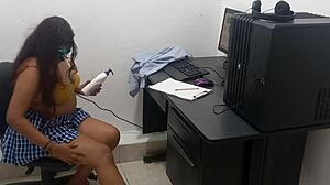 18yo student in uniform tempts old prof during hot computer class?