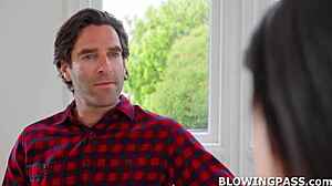 young teen student chokes on old tutor's huge cock pov