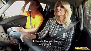 Blonde Milf Huge Boobs Rides Monster Cock In Fake Driving School Car