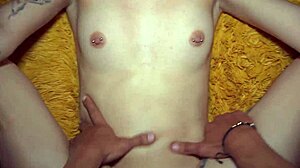 Blue-Eyed Brunette Wife Fucked Relentlessly in Hotel with Tight Pussy Close-Up