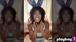 Petite ebony Misty Stone strips perfect ass for hot fingering