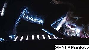 Sexy Shyla Stylez Teases Boobs in Smoking Fetish Solo