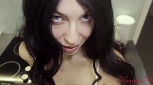 curvy blue eyed cleaning lady milf bends over for creampie tip in kitchen