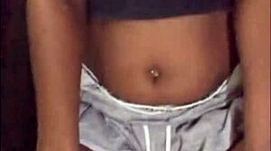 next door ebony milf flashes saggy tits in tight shorts