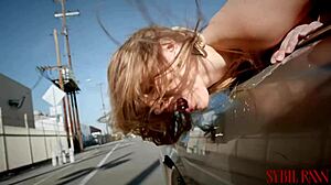 Neighbors catch girl next door flashing tight pussy then public car sex and piss play