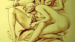 vintage retro drawings showcase antique hairy erotic fantasies