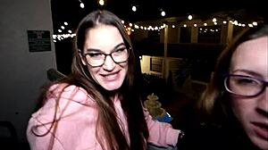 nerdy blonde milf misty rein glasses rides screams on bbc toy cowgirl pov