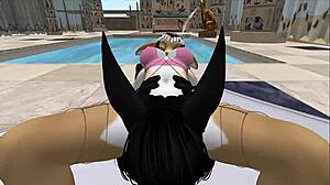 Lady Bastet Commands Servant Girl in Egyptian Fantasy