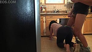 my turkish stepmom nearly catches me jerking off cumming on her huge ass