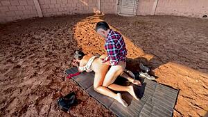 colombian bbw giant tits ass fucks cowboy in barn. outdoor sex squirt with lalucero