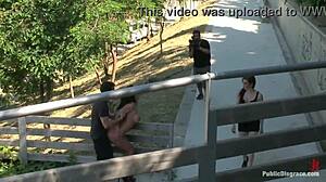 depraved couple fucks hardcore outdoors, deepthroat to public cumshots