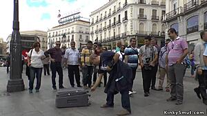 petite spanish slut bound punished in public outdoor bdsm domination