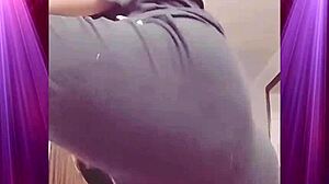 exotic girlfriend shakes booty in boyfriend's clothes