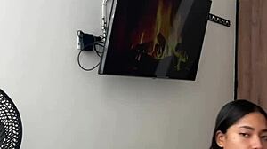 Cute Latina Brunette Slurps Stepbro's Monster BBC in Sloppy Creampie Blowjob