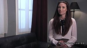 hey, tied brunette gets flogged hard then anal banged rough!