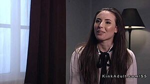 hey, tied brunette gets flogged hard then anal banged rough!