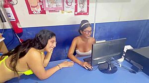 Busty Big Ass Stepmom And Stepdaughter's First Lesbian Squirting Scissoring