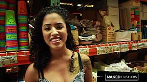 Curly Latina Coed Sucks BBC in Florida Public