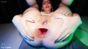 teen gapes asshole eggplant doggystyle fart fishnets orgasm