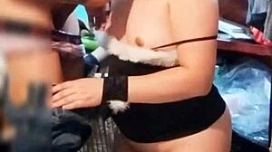 neighbor caught me dressing as whore, ends up licking my ass while i suck his dick