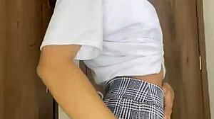 Petite Schoolgirl's Tiny Tits Dance Nude Worship