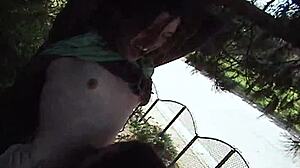 horny grunge couple, anal gaping in park with stockings and heels?