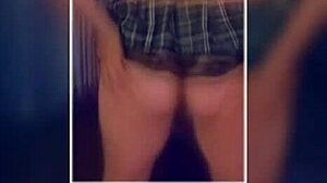 schoolgirl slut begs for cock ends up bent over doggystyle